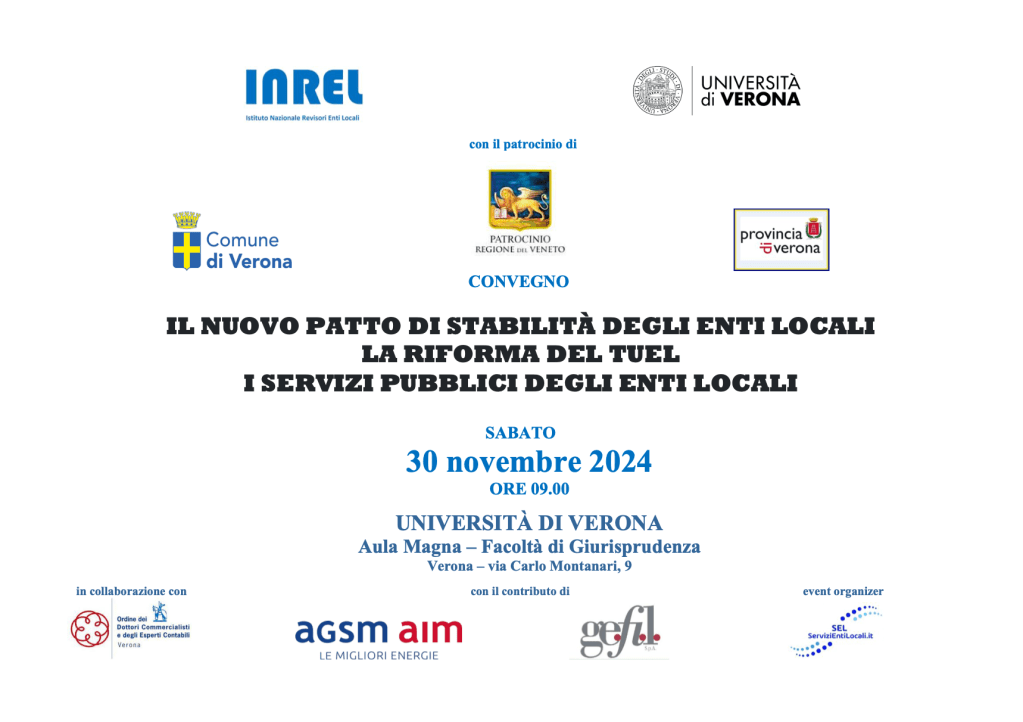 Il Nuovo Patto di Stabilità degli Enti Locali – Convegno all’Università di&nbsp;Verona
